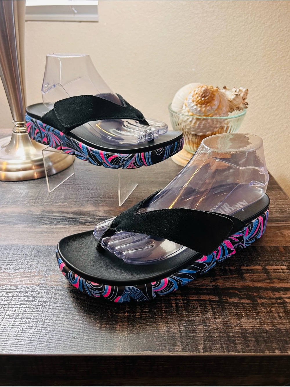 Alegria Astara Sandals Black Suede Platform Beachy Women’s Size 40~Size 9-9.5